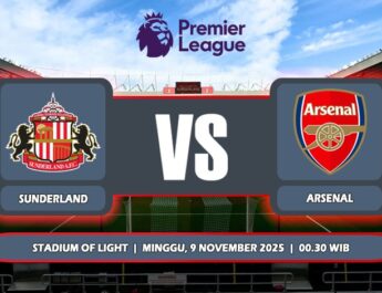 Prediksi Sunderland Vs Arsenal 9 November 2025 di Liga Premier Inggris