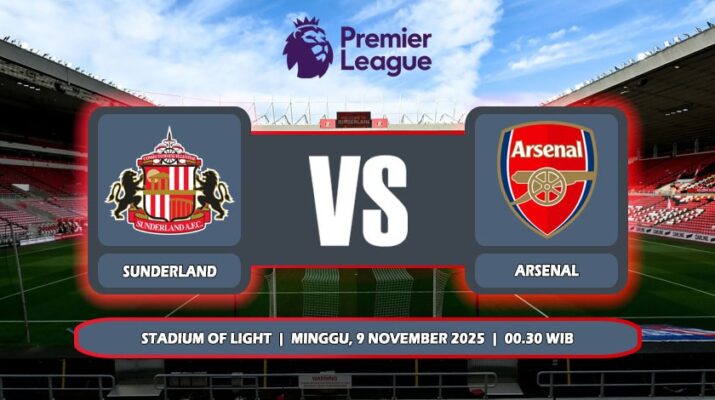 Prediksi Sunderland Vs Arsenal 9 November 2025 di Liga Premier Inggris
