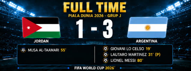 Hasil Pertandingan Piala Dunia 2026 Jordan 1-3 Argentina