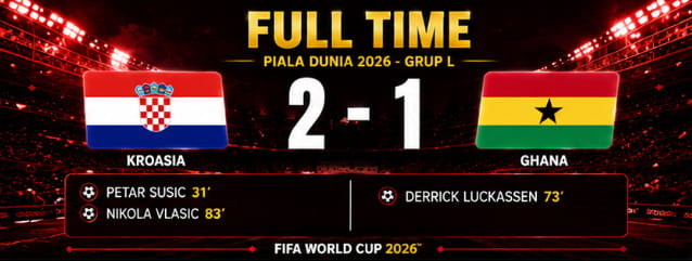 Hasil Pertandingan Piala Dunia 2026 Kroasia 2-1 Ghana