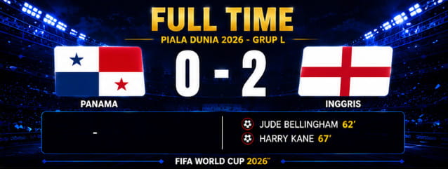 Hasil Pertandingan Piala Dunia 2026 Panama 0-2 Inggris