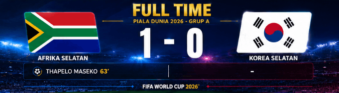 hasil pertandingan afrika selatan vs korea selatan di piala dunia 2026