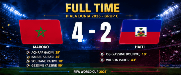 hasil pertandingan maroko vs haiti di piala dunia 2026