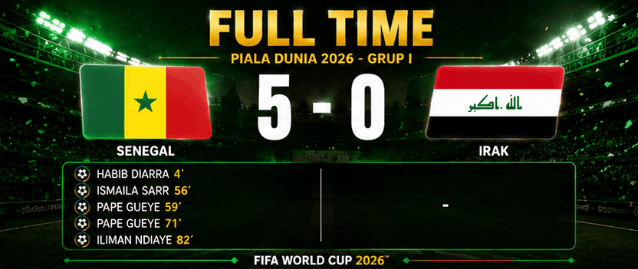 hasil pertandingan piala dunia 2026 senegal 5-0 irak