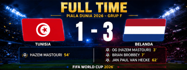 hasil pertandingan piala dunia 2026 tunisia 1-3 belanda