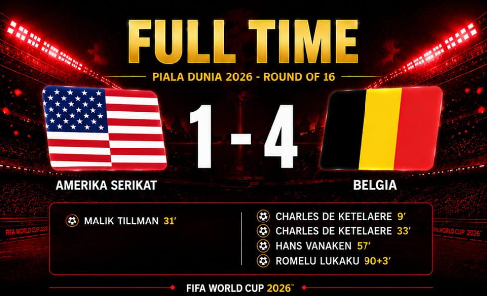 hasil pertandingan piala dunia 2026 amerika serikat 1-4 belgia