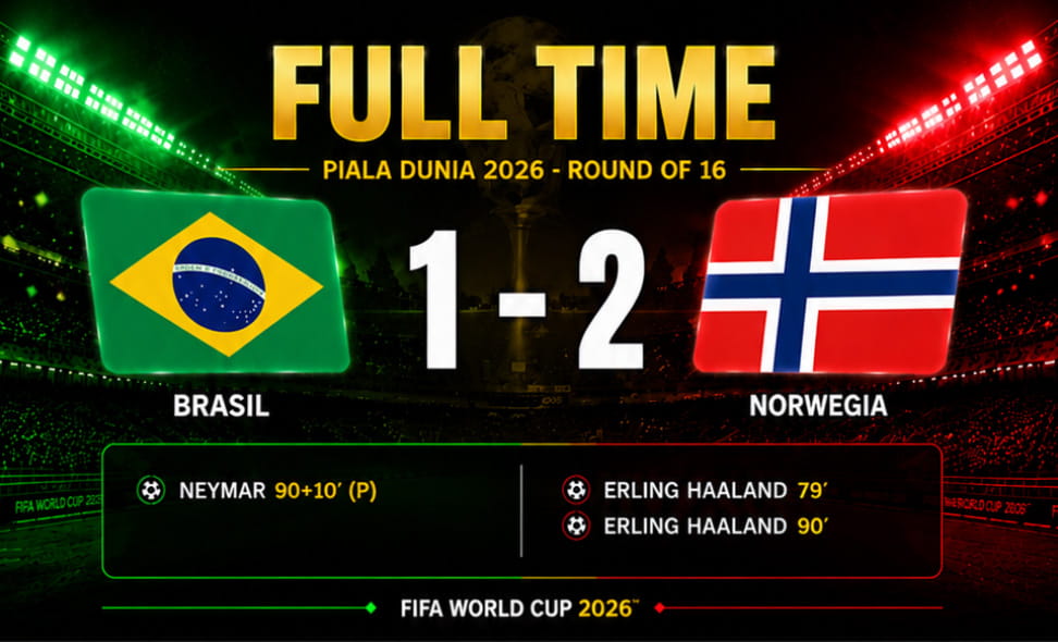 hasil pertandingan piala dunia 2026 brasil 1-2 norwegia