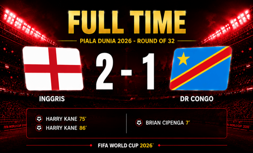 hasil pertandingan inggris 2-1 dr congo