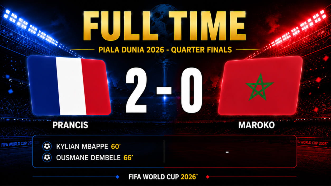 hasil pertandingan piala dunia 2026 prancis 2-0 maroko